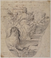 Design for Panel: Allegory of Europe, from "The Four Continents", Giacomo Barri (Italian, documented Venice after 1630–1689 Venice), Black chalk